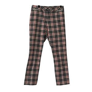 J. McLaughlin Red Black White Plaid Cropped Skinny Pants Women’s Size 10